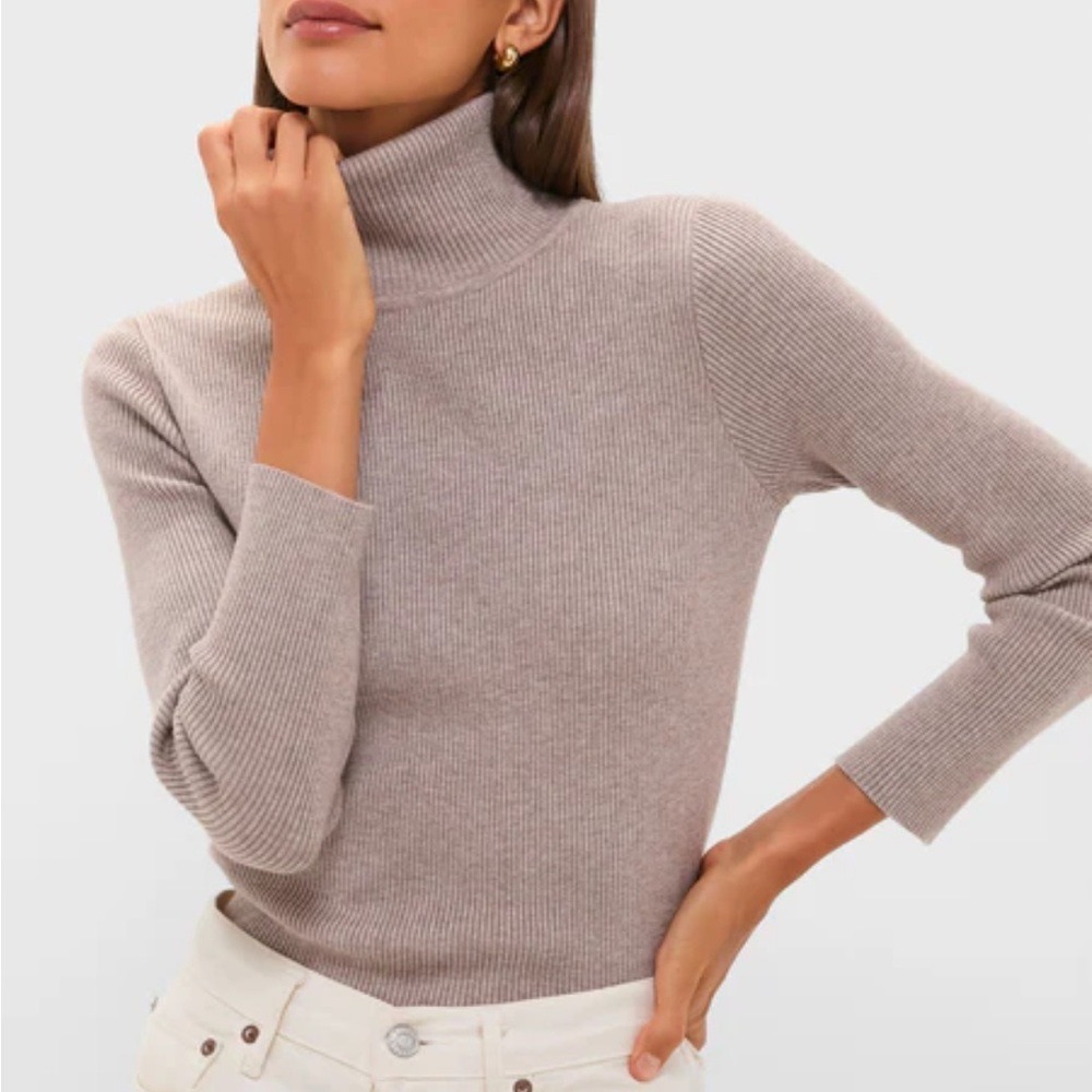 Tuckernuck Pomander Place Taupe Ribbed Turtleneck Sweater Size L